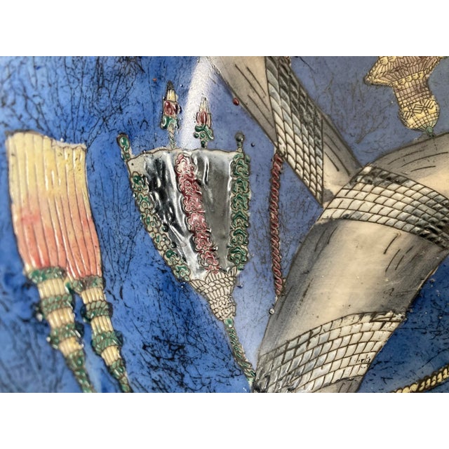 Blue 1950s Blue Ceramic Decorative Bowl For Sale - Image 8 of 12