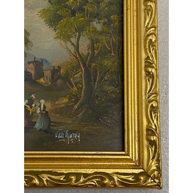 Antique European Country Landscape With Figures For Sale - Image 4 of 8