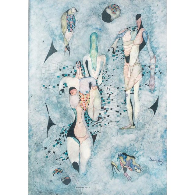 Watercolor and ink on paper by ermanno metelerkamp, *figures of the forest*. Italy, 1974 origin italy period 1974 artist...