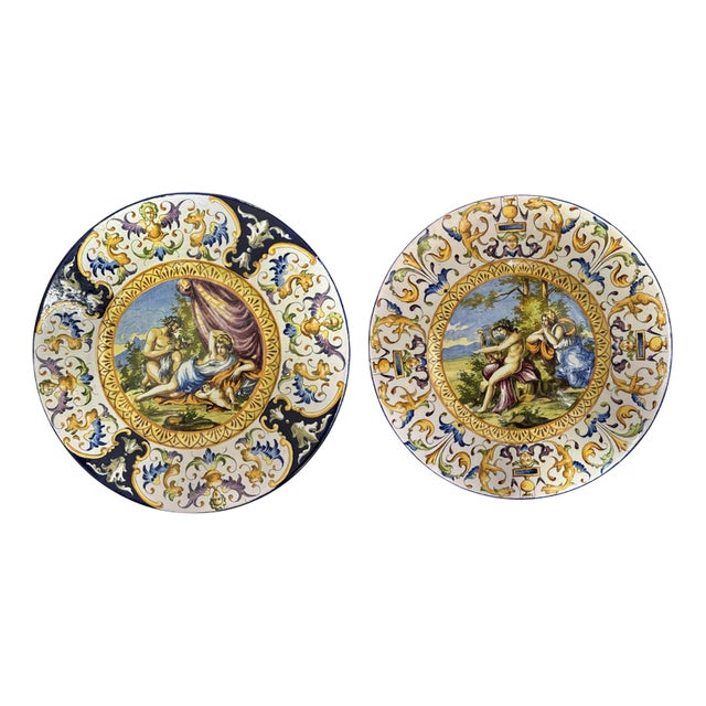 Large Plates by Gaetano Battaglia, 1880s, Set of 2 For Sale