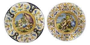 Large Plates by Gaetano Battaglia, 1880s, Set of 2