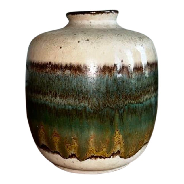 Antique Marzi & Remy German Stoneware Studio Pottery Vase With Drip Glaze For Sale