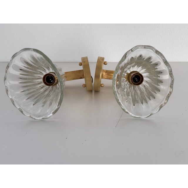Vintage Italian Brass and Murano Glass Wall Sconces, 1990s, Set of 2 For Sale - Image 14 of 17