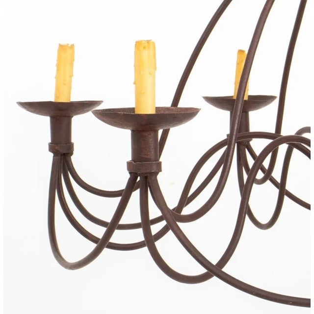 Mid 20th Century American Wrought Iron Six-Light Chandelier For Sale - Image 5 of 11
