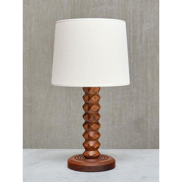 Table Lamp in Oak with Ivory Shade attributed to Charles Dudouyt, France, 1950s For Sale - Image 10 of 10