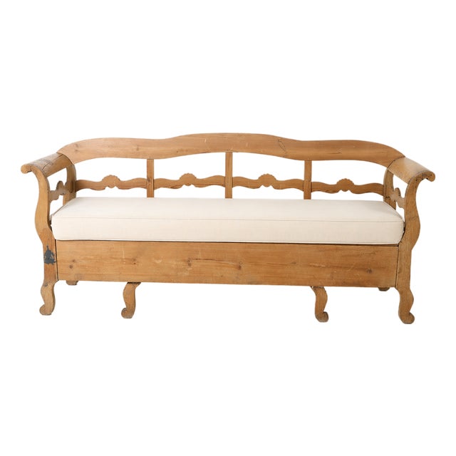 1800s Swedish Pine Storage Bench For Sale