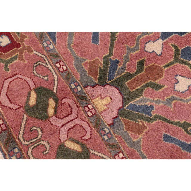 Textile Shabby Chic Ziegler Blue/Pink Wool Rug - 8'4'' X 10'3'' For Sale - Image 7 of 9