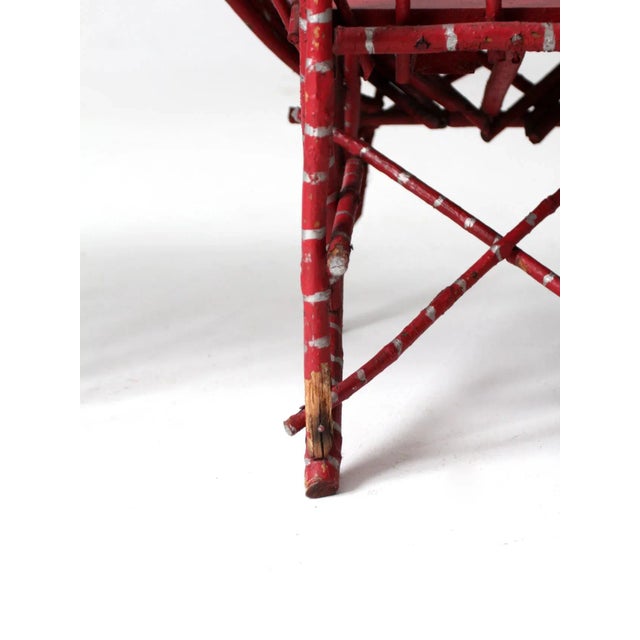 Raspberry Red Antique Adirondack Children's Twig Chairs Pair For Sale - Image 8 of 13