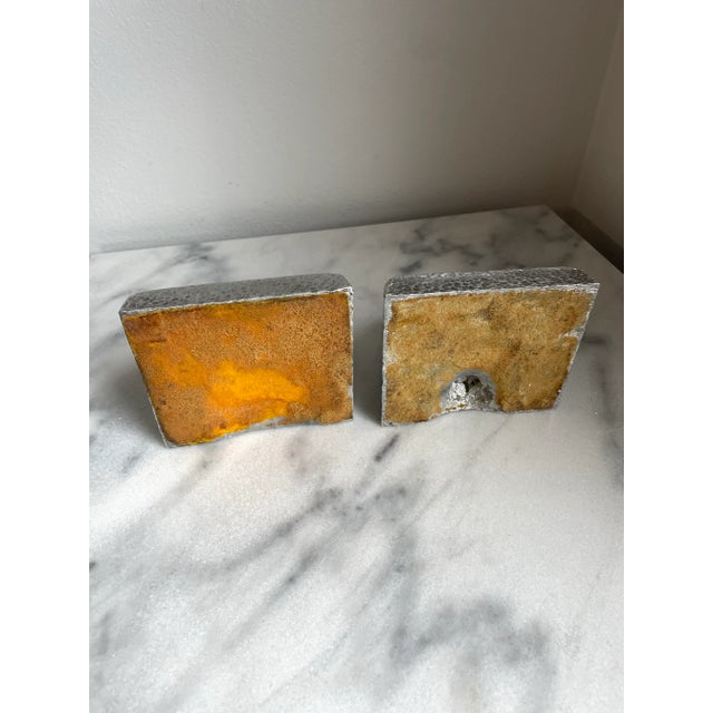 Late 20th Century Triangular Solid Aluminum Wedge Bookends- a Pair For Sale In Seattle - Image 6 of 9
