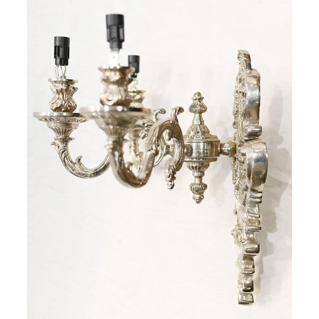 Regency Silver Bronze Wall Lights, Set of 2 For Sale - Image 14 of 16