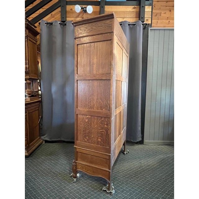 1910s Early 20 Century Belgian Oak Single Door Armoire For Sale - Image 5 of 10