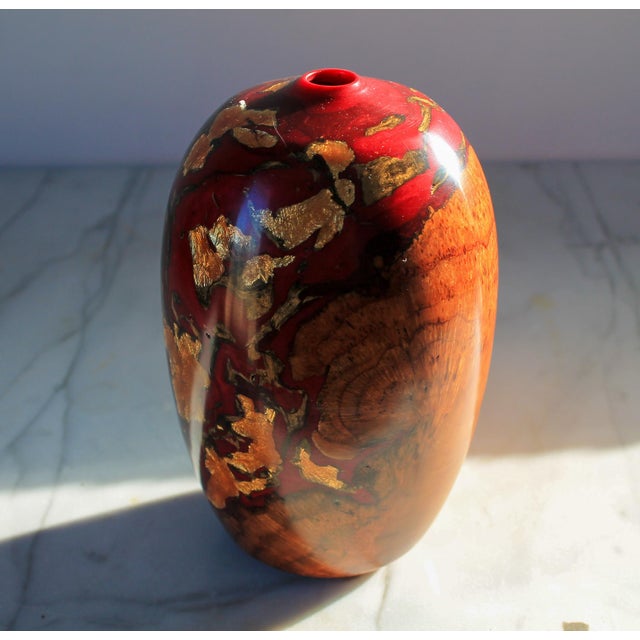 Robert W. Chatelain Black Cherry Burled Wood Hand Turned Vessel For Sale - Image 4 of 12