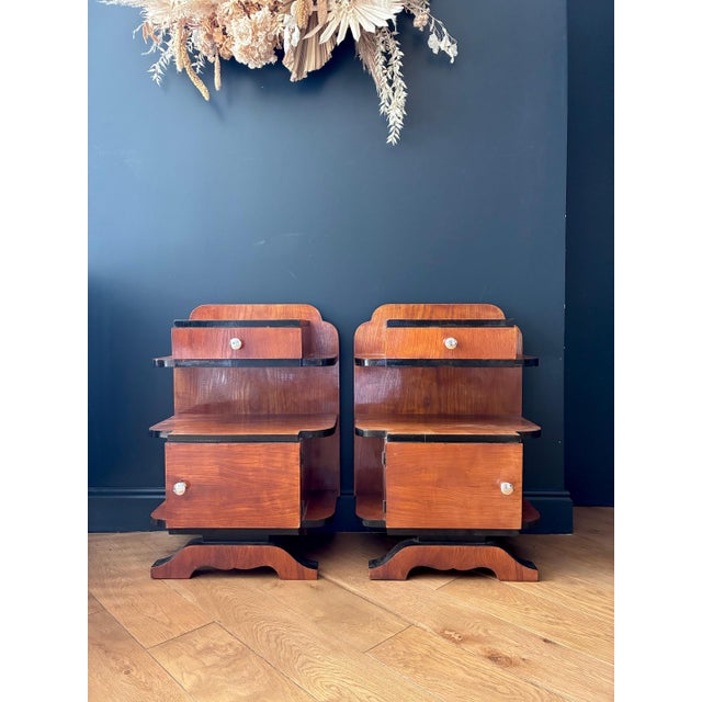 Art Deco Bedside Tables in Wood, 1970s, Set of 2 For Sale - Image 4 of 4