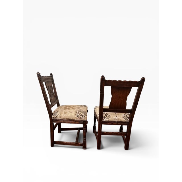 Jamestown Lounge Co. 1930s Feudal Oak Chairs by Jamestown Lounge Company - Set of 4 For Sale - Image 4 of 11