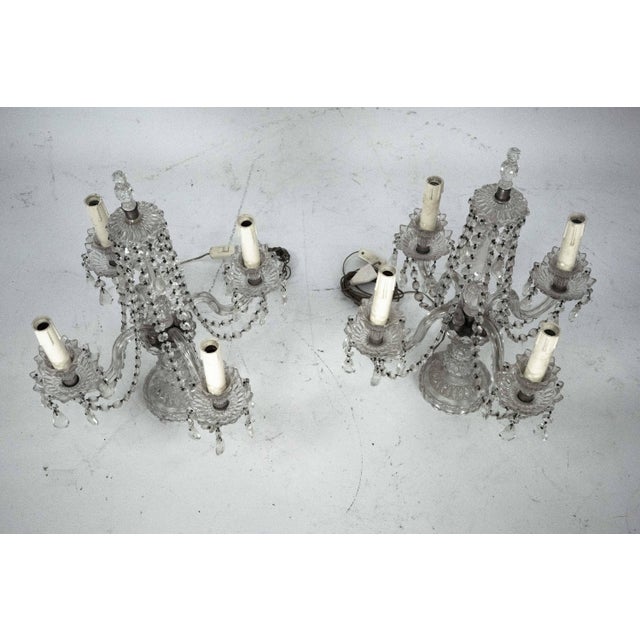 Maria Theresa Crystal Candelabra Table Lamps, Italy, 1940s, Set of 2 For Sale - Image 4 of 18