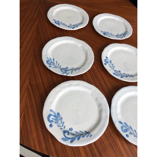 Late 20th Century Italian Hand-Crafted Luncheon/Dessert Plates in Blue & White by Ceramiche Bizzirri-Set of 6 For Sale - Image 5 of 10