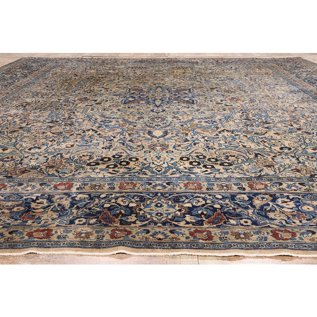 Antique Persian Mashhad Rug, 12'09 X 14'11 For Sale - Image 10 of 11