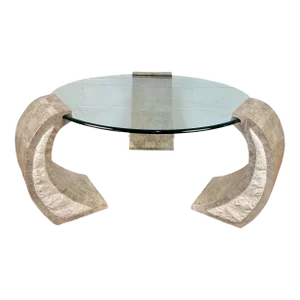 1990s Magnussen Home Albany Tessellated Natural Stone Glass Coffee Table