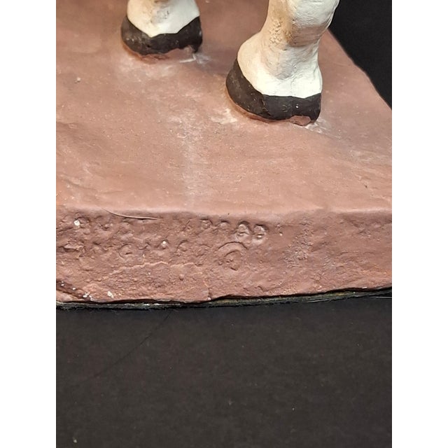 Vintage 1983 Austin Sculpture Carousel Horse Durastone Statue Brass Pole Ring Base 15" For Sale - Image 11 of 14