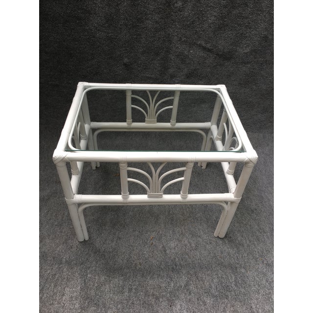 Vintage Rattan Glass Top End Table | Chairish