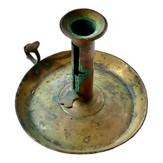 Mid 19th Century Early Brass Push Up Candle Stand For Sale