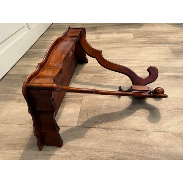 Wood Mid-Century Mahogany Wall-Mounted Scalloped Console Table For Sale - Image 7 of 12