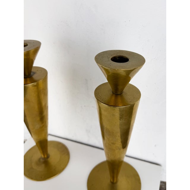 1950s Mid-Century Modern Italian Brass Candlesticks, 1950s, Set of 2 For Sale - Image 5 of 16