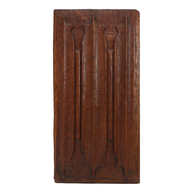 Antique Gothic Linenfold Panel in Carved Oak, 1500s For Sale