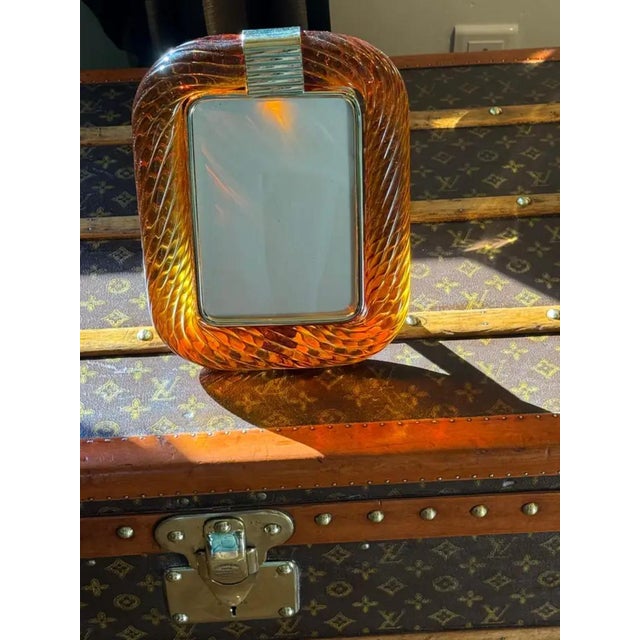 Amber Twisted Murano Glass and Brass Photo Frame, 2000 For Sale - Image 9 of 15