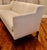 French Sofa Re-Upholstered in Belgian Linen With Solid Brass Casters Attributed to Hickory Chair Furniture For Sale - Image 3 of 4