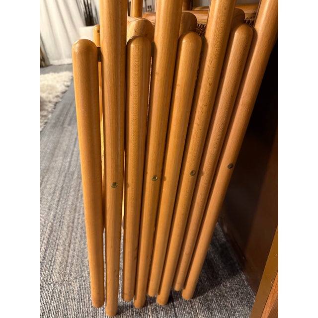 Italian Folding Chairs Beech & Rattan, 1980s, Set of 4 For Sale - Image 6 of 11