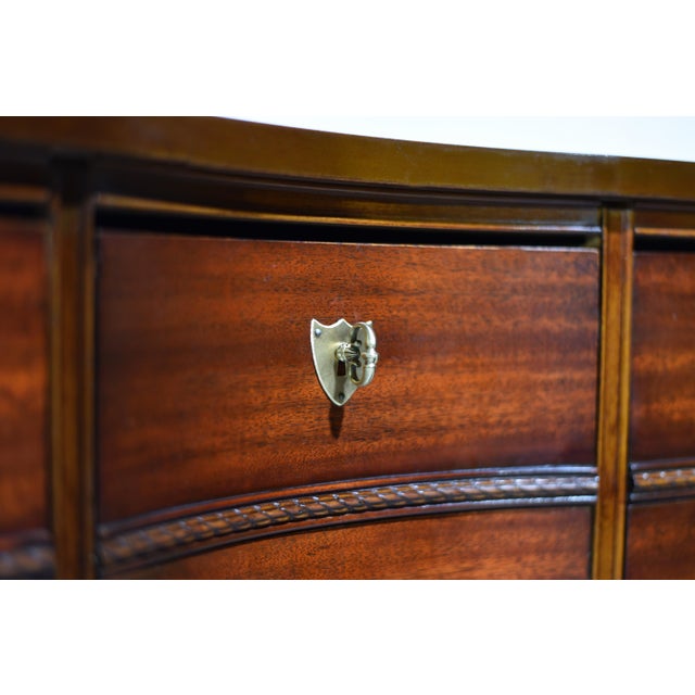 Wood Mid Century Federal Style Mahogany Serpentine Triple Dresser by Dixie For Sale - Image 7 of 12