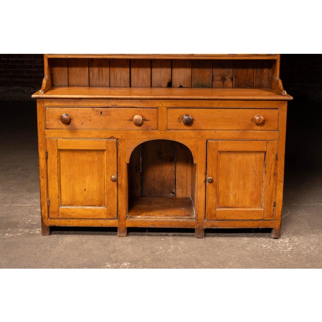 Antique Pine Step-Back Cupboard With Plate Rack For Sale In Chicago - Image 6 of 13