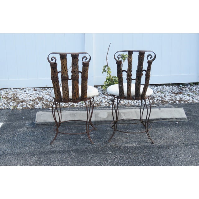 Western Style Set of Six Horse Shoe Metalnd Wood Dining Chairs For Sale - Image 10 of 13
