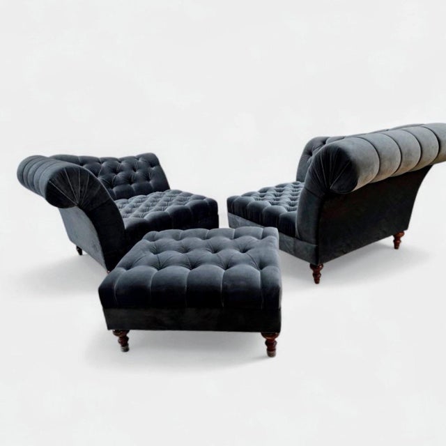 Textile Vintage Chesterfield Style 3 Piece Lounge Set by Bernhardt Salon Interiors Newly Reupholstered For Sale - Image 7 of 7