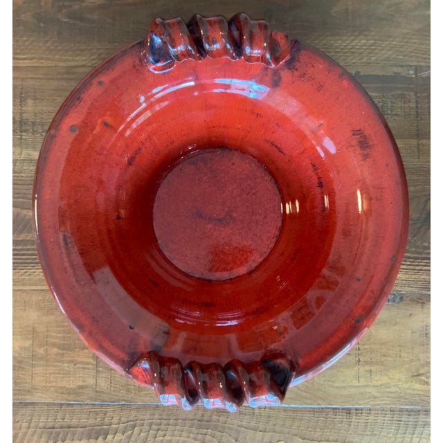 Large Italian Fortunata Attributed Terracotta Centerpiece Bowl – Oxblood Red With Sculptural Rim – French Country, Cottage-Core, Rustic European For Sale - Image 4 of 8