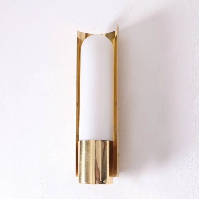 Brass and Glass Wall Light or Sconce from Glashütte Limburg, 1970s For Sale - Image 6 of 7