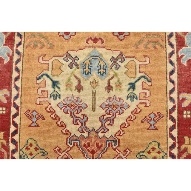 Textile Kazak Runner 2’8” X 9’9” Gold Wool Tribal Hand-Knotted Oriental Rug For Sale - Image 7 of 13