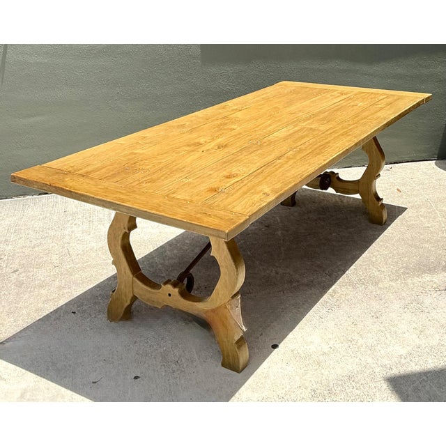 Vintage Wood Lyre Farmhouse Style Table For Sale - Image 12 of 18