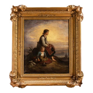 Mid-19th C. Oil on Canvas in the Manner of Johann Georg Meyer Von Bremen (German, 1813-1886) For Sale
