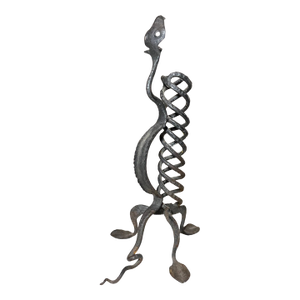 Antique Hand Wrought Iron Serpent Candlestick Candle Stick Holder Sculpture
