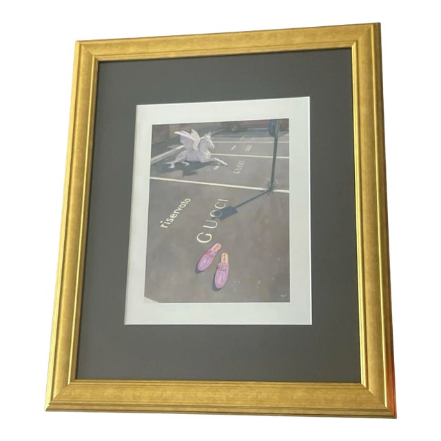 Authentic Gucci Lithograph Fashion Advertisement, Framed For Sale