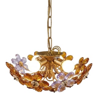 1960s Title Floral Glass Bloom Ceiling Light in the Style of Ernst Palme For Sale