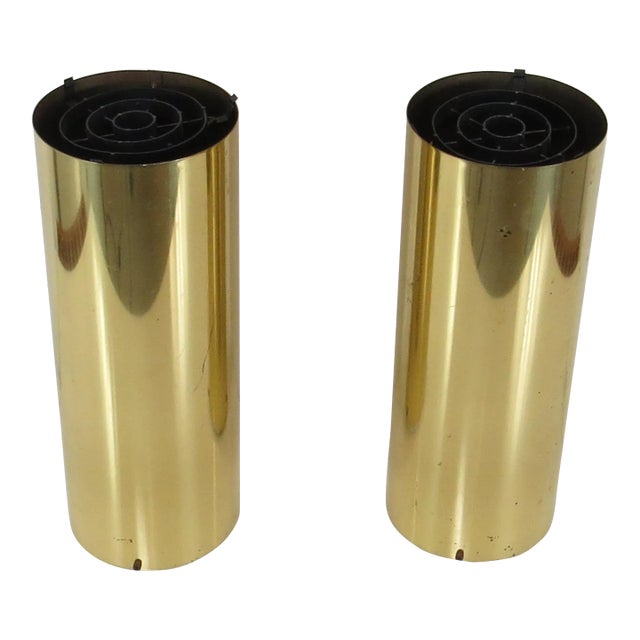 Vintage Brass Cylinder Up Light Lamps Attributed to Robert Sonneman - a Pair For Sale