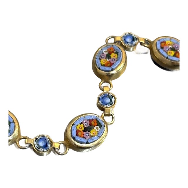 Italian Gold Tone Micromosaic Bracelet For Sale