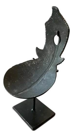 Antique Coconut Wood Rice Spoon on a Stand