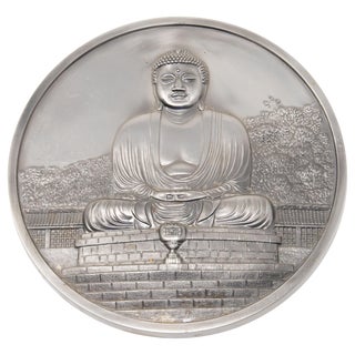 Pewter Buddha Wall Plaque For Sale