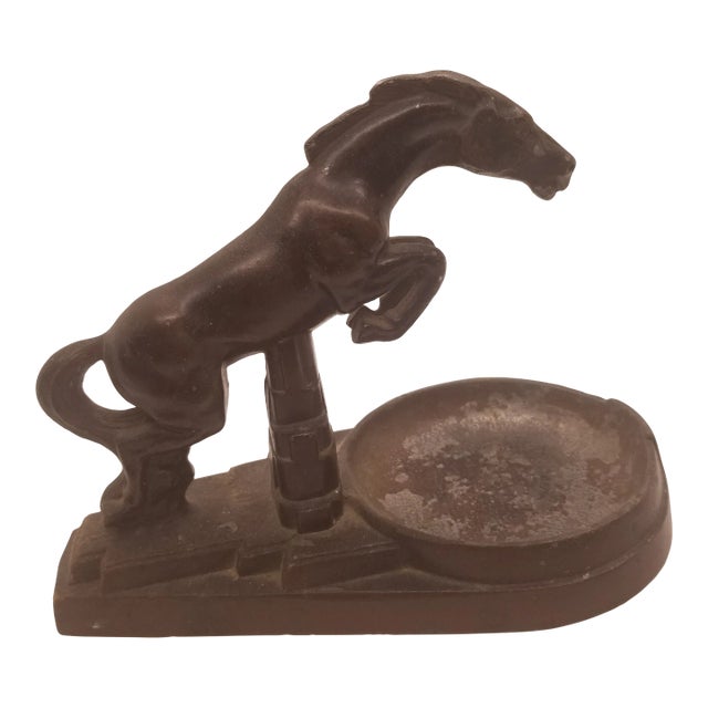 1930s Art Deco Nuart Creations Figural Rearing Horse Tray Tip Card Trinket For Sale