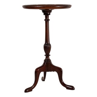 English Mahogany Wine Table With Line + Dot Rim (C. 1930s) For Sale