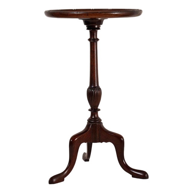 English Mahogany Wine Table With Line + Dot Rim (C. 1930s) For Sale